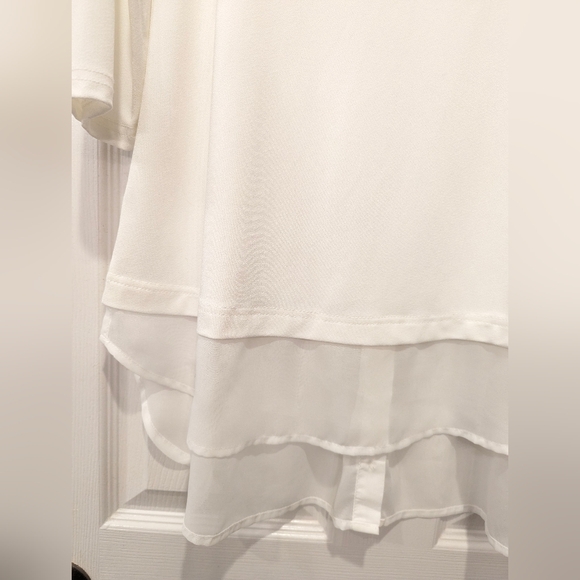 Nina Leonard White pullover layered flowy lightweight Blouse shirt size L office - Picture 4 of 8